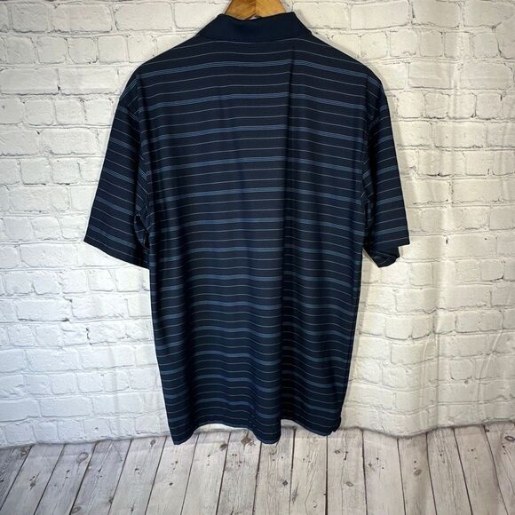 Nike Golf Polo shirt Mens Medium Blue Striped Pinehurst Golf Logo FitDry - Picture 6 of 10